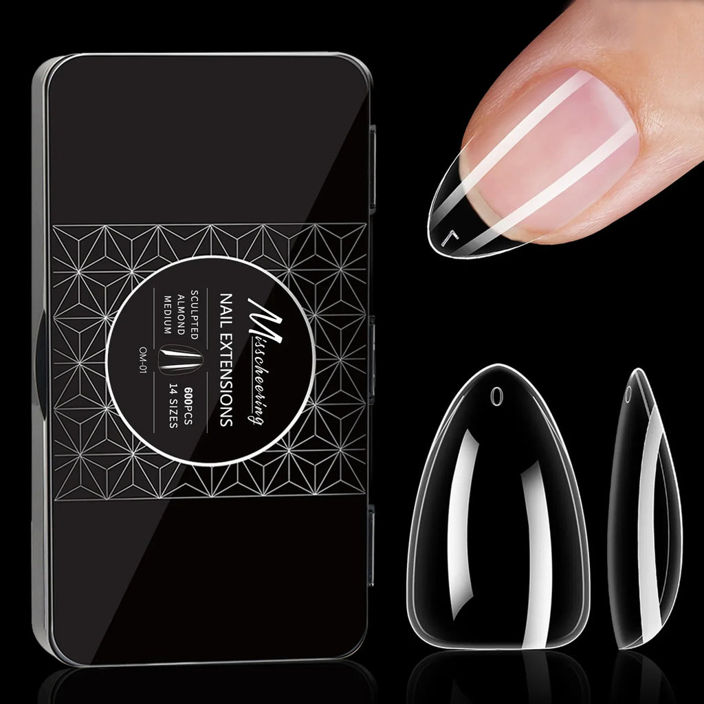 250/500/600pcs Soft Gel False Tips Natural Sculpted Ballet Coffin Almond Fake Nails Full Cover Press On Nails DIY Nail Supplies