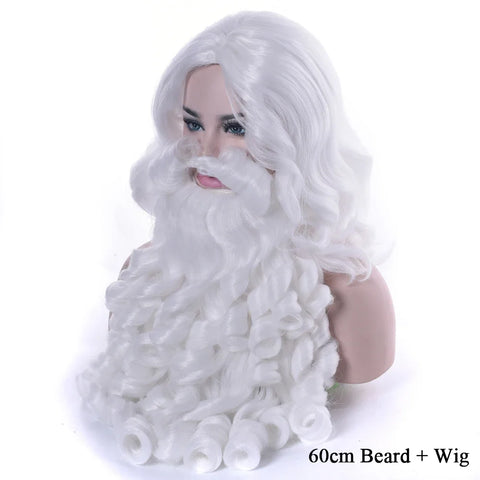 Soowee Christmas Costumes Santa Claus Wig and Beard Synthetic Hair Short SantaClaus Xmas Gift Cosplay Wigs