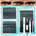 SEEUI DIY Cluster Lashes Kit Individual Lashes 3D Faux Mink Lashes Wispy Eyelash Extension Kit with Bond&Seal Lash Tweezer
