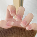 Sweet Gradient Pink Fake Nail Tips Ins Simple Nude Color False Nails Round Head Korean Girl Lady Press on nail Wearable 24pcs