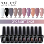 NAILCO 15ml 10pcs/Set Nude Colors Gel Nail Polish UV Gel Nail Polish Pink Nail Lakiery Esmalte Top Base Nail Art Design Vernis