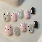 10Pcs Short Oval Shape Colorful Dopamine-inspired Small Fresh Press on Nails Detachable Nail Patches Polka Dot Fake Nails Art