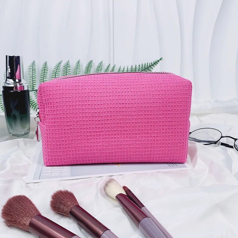 New Waffle Cosmetic Bag, Personalized Monogrammed Toiletry Bag, Embroidered Make Up Bag,Bridesmaid Makeup Bag, Wedding Gifts