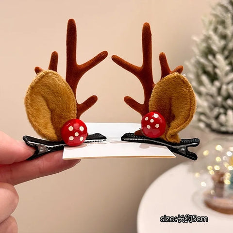 Christmas Hair Accessories 1Pair Cute Cartoon Antler Hair Clips For Women Girls Lovely Hair Ornament Hairpins Barrettes Hairgrip
