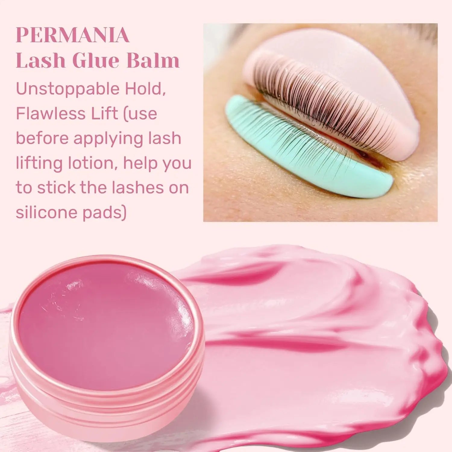 PERMANIA 10g Lash Lift Glue Peach Eyelash Glue Balm For Eyelash Perming and Brow Lamination Lash Curling Adhesive For Home Use