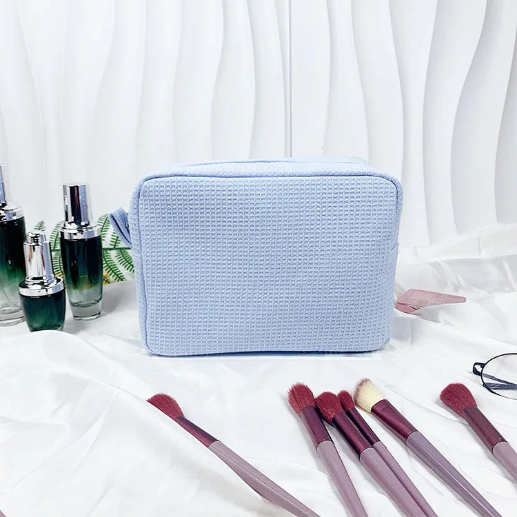 New Waffle Cosmetic Bag, Personalized Monogrammed Toiletry Bag, Embroidered Make Up Bag,Bridesmaid Makeup Bag, Wedding Gifts