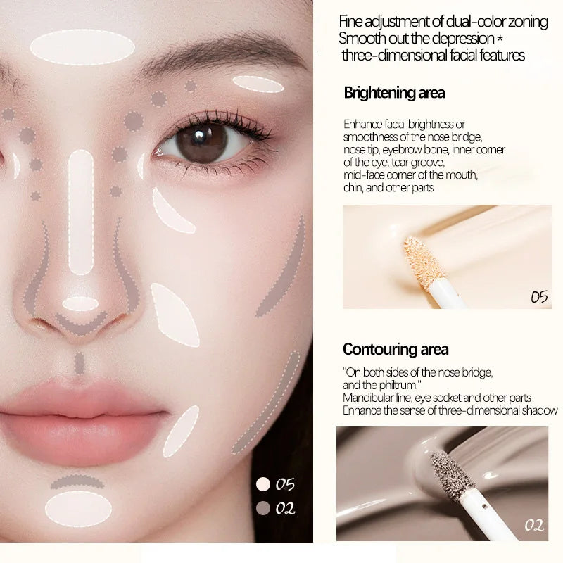 4-Color 3D Face Contour Liquid Bronzer Shade Smooth Highlight Mirror Lasting Natural Nose Shadow Waterproof Brighten Makeup