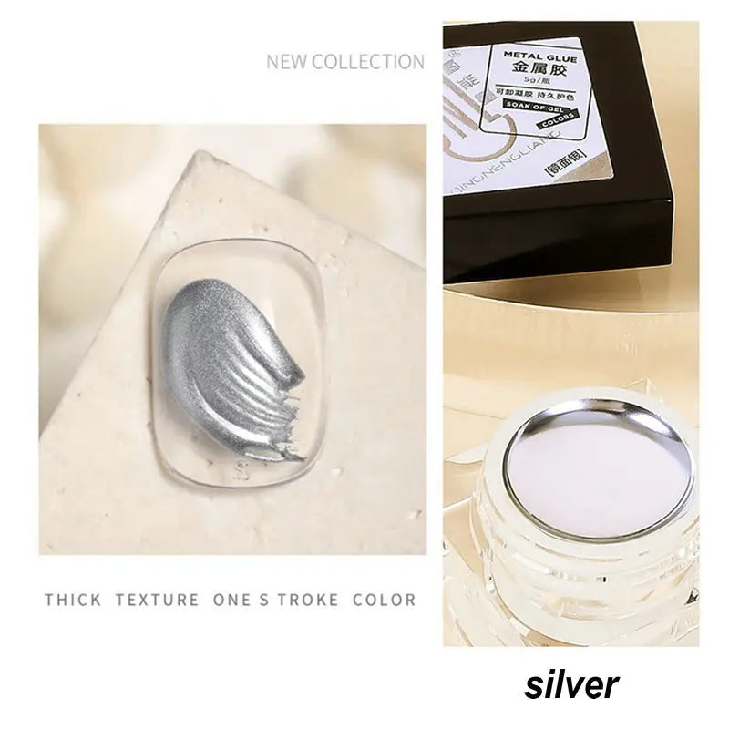 New Metallic Draw Painting Gel Polish Nail Art Soak Off Gel Nail Polish Flower Drawing Gold Silver Mirror Glitter UV Gel 5ml