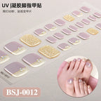 26Tips French Leopard Print UV Gel Toenail Sticker Bronzing Dye Gradient Cross-border Semi Baked Gel Nail Sticker UV Lamp Needed