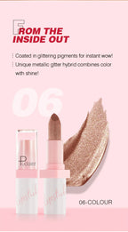 Shimmery Diamond Lipstick 10 Shades Waterproof Glittery Non Transfer Red Lip Tint Smooth Long Wear Pearly Lipstick