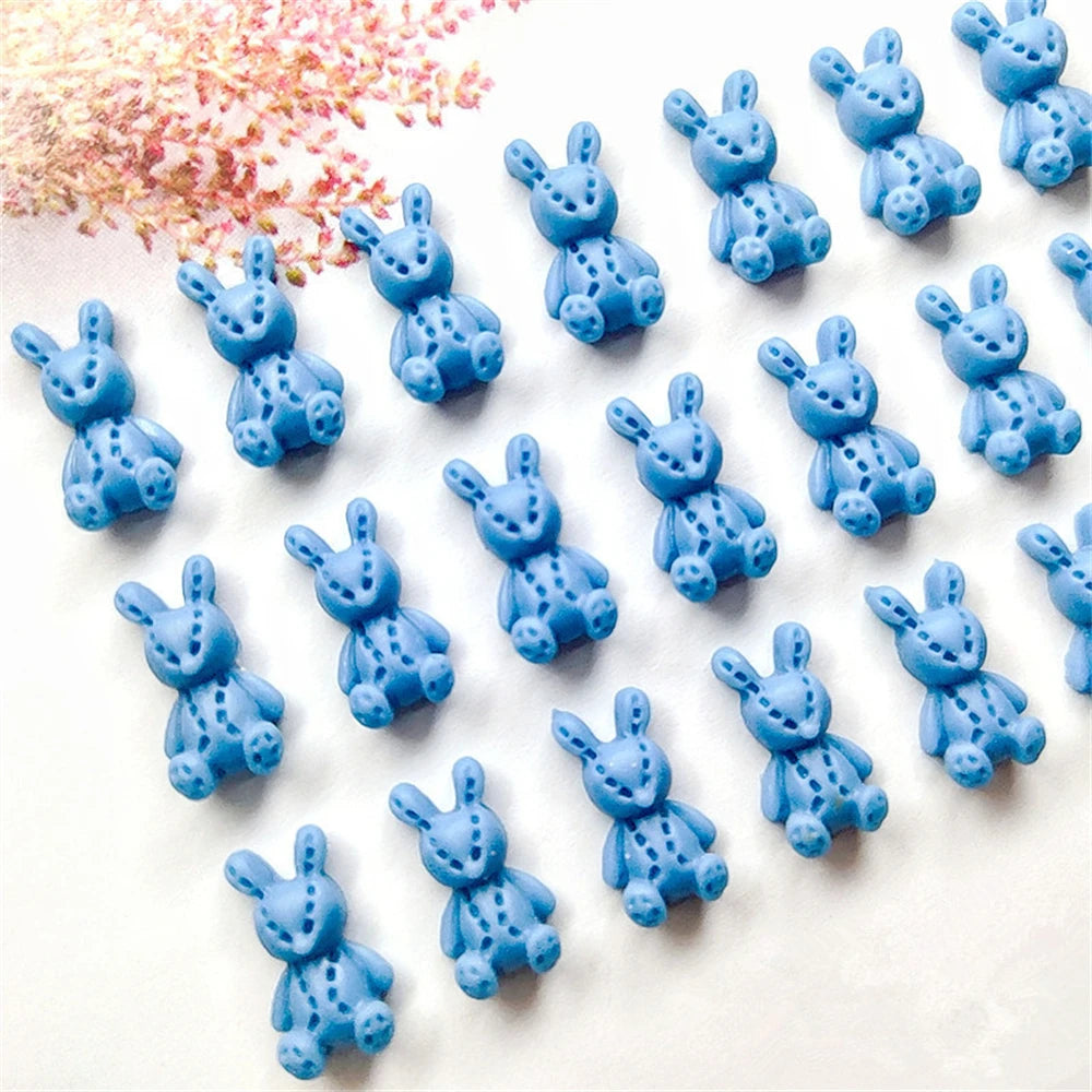 10Pcs Pink Gold Bear Nail Charms Japanese Cartoon Jewelry Nails Art Decoration 3D Rabbit Bear Manicure Accessories For Girl Lady