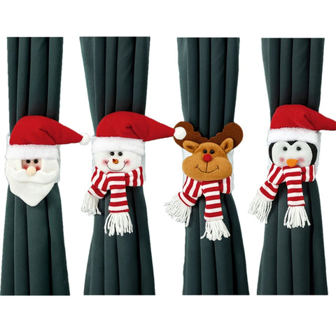 Christmas Cartoon Curtain Clasp Penguin Santa Claus Snowman Elk Holder Xmas Decor For Home Accessories
