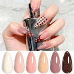 6Pcs Gel Nail Polish Set Milk Tea Popular Color UV LED Nail Gel for Nail Art Easy Apply & Soak Off DIY Home Manicure Salon Use