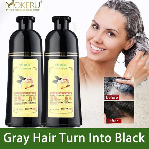Mokeru Long Lasting Permanent Hair Color Natrual Ginger Hair Dye Black Shampoo for Women and Men Fast Beatuy Health Products