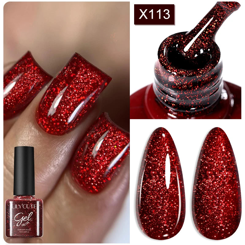 LILYCUTE Nude Crystal Rubber Base Gel Nail Polish Natural Color Semi Permanent UV Gel Soak Off Self Leveling Nail Gel Varnishes