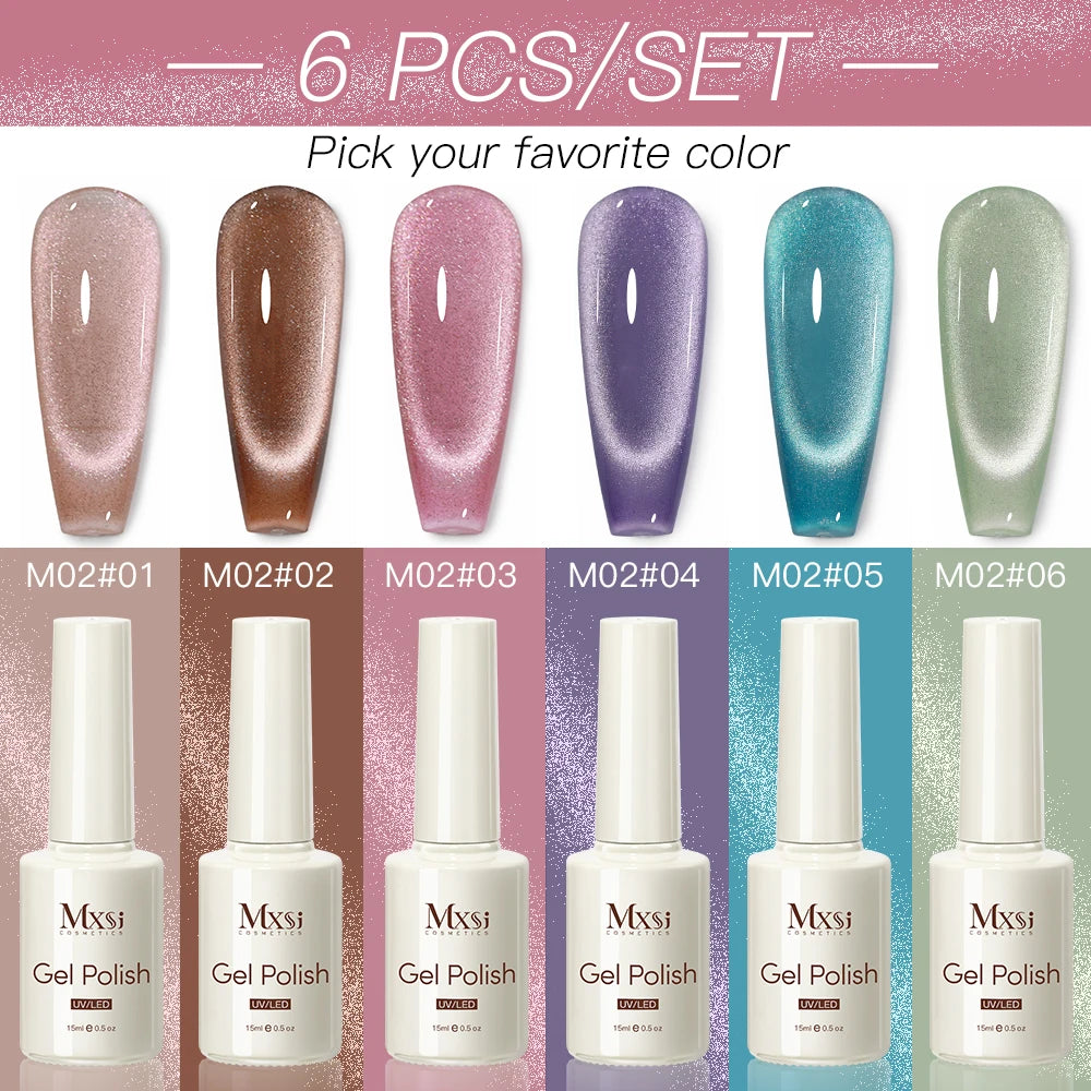 Magnetic Cat Eye Gel Nail Polish Set Red Pink UV Soak Off Gel Varnish Crystal 15ml Cat Eye Gel Lacquer Art Nails With Display