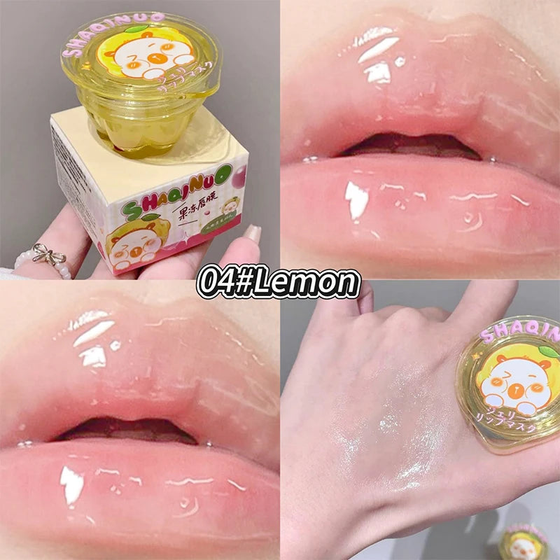 Shaqinuo Jelly Lip Mask Moisturizing and Hydrating Sleep Fruit Lip Balm for Students, Reduces Lip Lines, Prevents Dryness and Cracking, Christmas Gift, Essential for Autumn and Winter