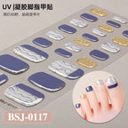 26Tips French Leopard Print UV Gel Toenail Sticker Bronzing Dye Gradient Cross-border Semi Baked Gel Nail Sticker UV Lamp Needed