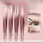 A Four-piece Precision Tweezers set - Professional Stainless Steel Eyebrow Tweezers, Multi-purpose Eyebrow Trimmers