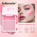 Lakerain 2in1 Cream & Powder Blush Palette Natural Long-lasting High Pigment Blush Makeup Pan Clear Vitality Girl Blush Palette