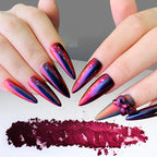 HNDO Red-Black Gradient Colors Nail Mirror Chrome Powder Glitter Chameleon Professional Manicure Pigment Dust TE31