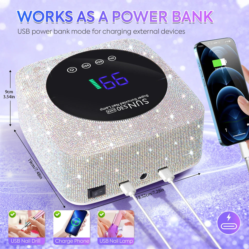 Rechargeable 180W UV LED Nail Lamp For Quick Curing All UV Gel 57LED Professional Nail Dryer With Motion Sensing Salon Equipment