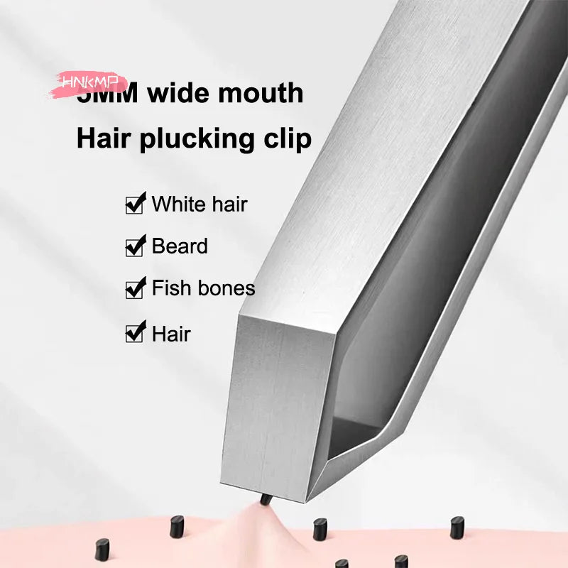 Durable Thickened Stainless Steel Tweezers for Beard Eyebrow Hair Removal Flat Tip Design Easy Grip Facial Hair Plucking Tool