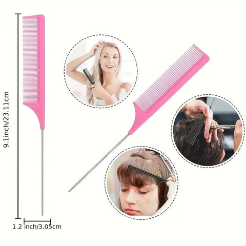 5-Piece Detangling & Styling Set: Curl Candy Bursh Curved Rat Tail Comb Edge Control Brush - Perfect for Salon-Quality Results