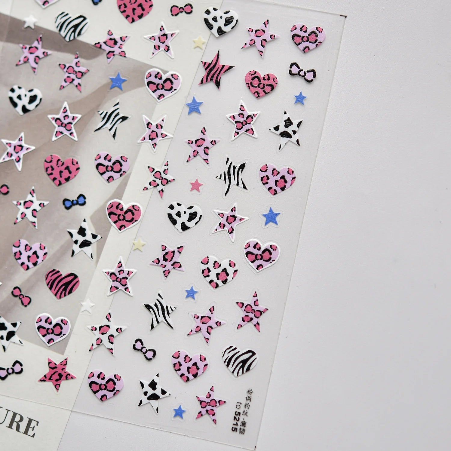 Retro Leopard Print Heart-shaped Nail Art Stickers 5D Metal Nail Sticker European and American Style Manicure Decorations Decals