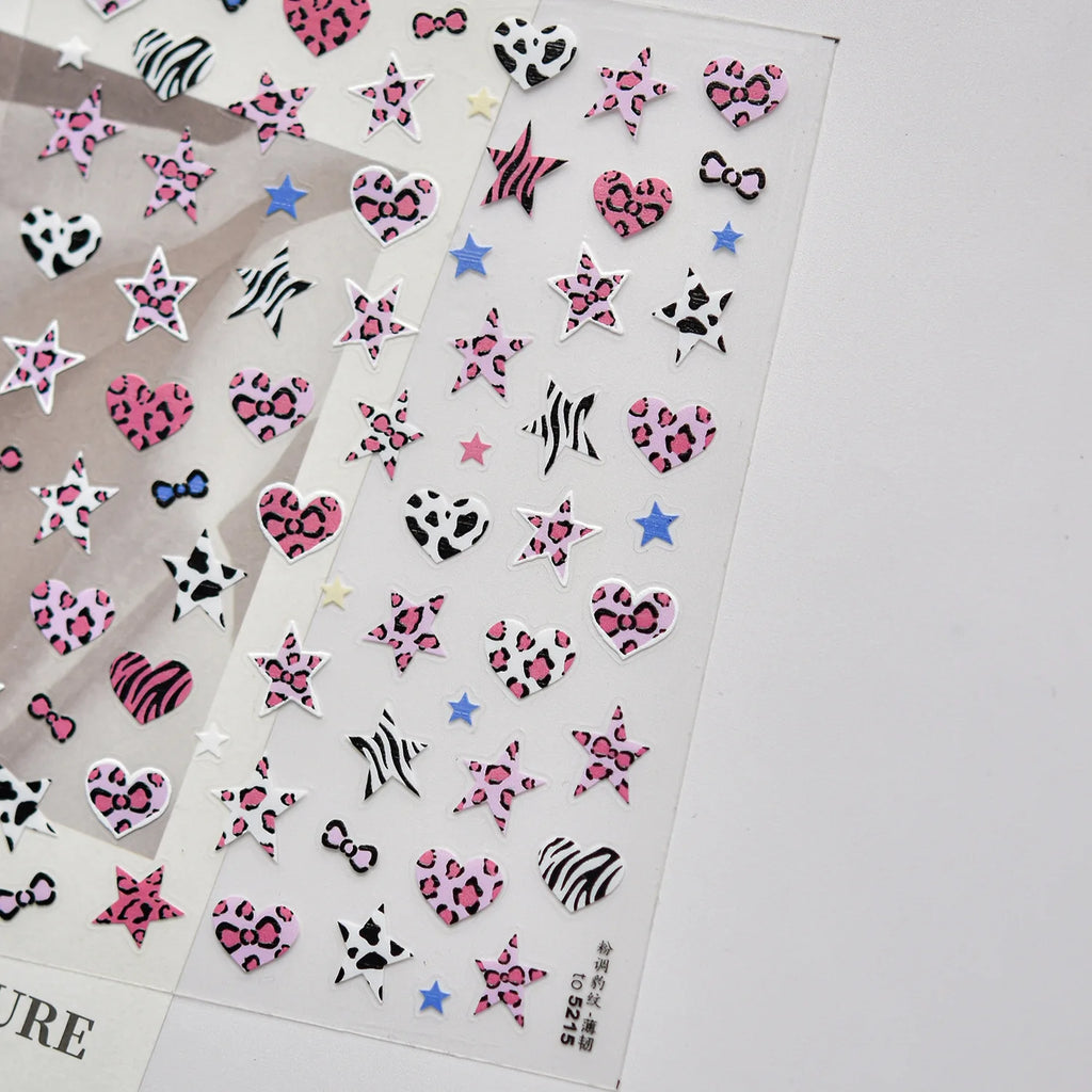 Autumn Winter Leopard Print Bow Nail Art Stickers 3D Thin Tough Nail Sticker Cute Bow Self Adhesive Nails Decorations Decals DIY