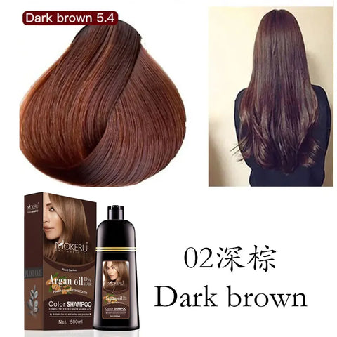 Mokeru Natural Organic Brown Hair Color Permanent Hair Coloring Shampoo Long Lasting Hair Dye Shampoo For Women Professional Dye