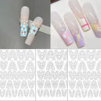 5 Sheets French Cheese Nail Stickers Decoration Self-Adhesive Hollow Lace Nail Art Decals Butterfly Star Shape DIY Nail Art Tool