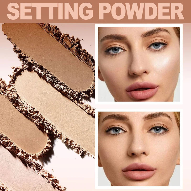 Lasting Oil Control Pressed Powder Bronzer Natural Brighten Waterproof Nude Setting Loose Translucent Powder Dupes Makeup Women