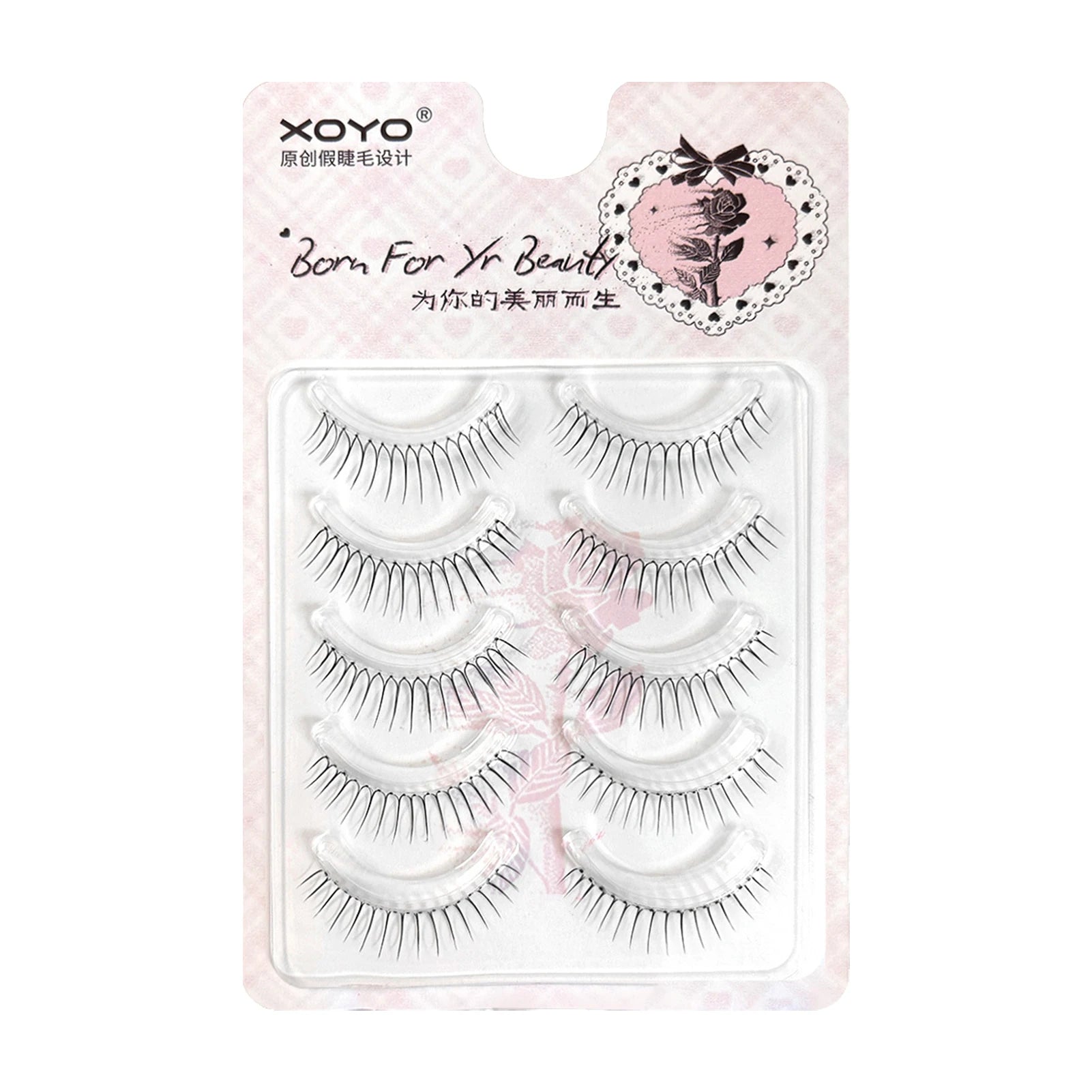 Cosplay Makeup False Eyelashes One Piece Hard Stem Baby Straight Natural Look Synthetic Fiber Strip Lashes 7-13mm C Curl Lash