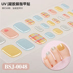 26Tips French Leopard Print UV Gel Toenail Sticker Bronzing Dye Gradient Cross-border Semi Baked Gel Nail Sticker UV Lamp Needed