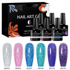 6pc Crackle Gel Nail Polish Set Quick Dry Nail Supplies Varnishes Hybrid Semi Permanent Soak Off Manicure for Nails Design