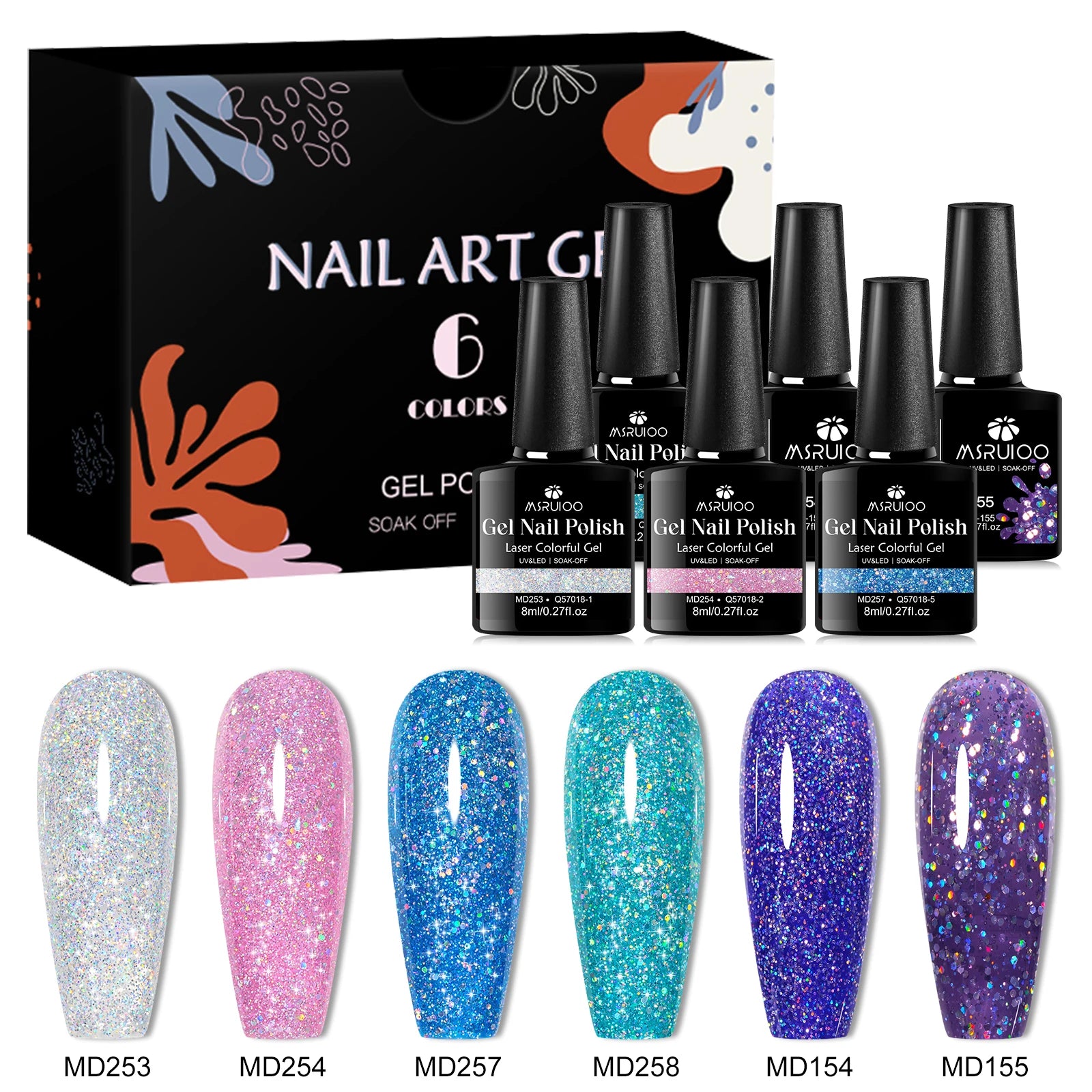 6pc Crackle Gel Nail Polish Set Quick Dry Nail Supplies Varnishes Hybrid Semi Permanent Soak Off Manicure for Nails Design