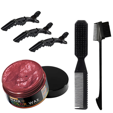 Hair Color Wax Unisex Long Lasting Dye Cream Temporary Coloring Styling Pomade Gel with Brush Comb Dye Molding Paste 11 Colors