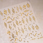 Gold Silver Snake Stars Nail Stickers for Nail Decoation Decals 5D Self-Adhesive Bronzing Stars Moon Totem DIY Supplies Slider