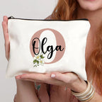 Floral Letters Custom Name Makeup Bag Best Gift for Bridesmaid Teachers Friends Women Purse Personalise Gift for Birthday