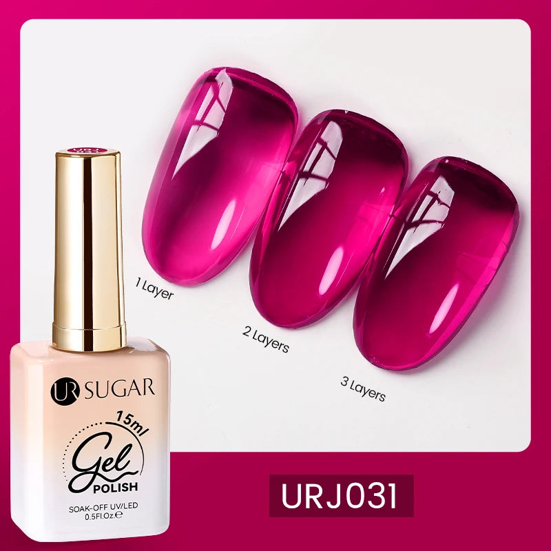UR SUGAR 15ml Blood Red Jelly Gel Nail Polish Translucent Color Crystal Nude Gel Nail Art Varnish For Fall Winter Manicure