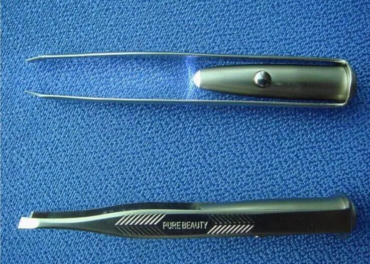 1pc Portable Stainless Steel Smart Design Eyebrow Hair Remove Tweezer With LED Light Makeup Tool