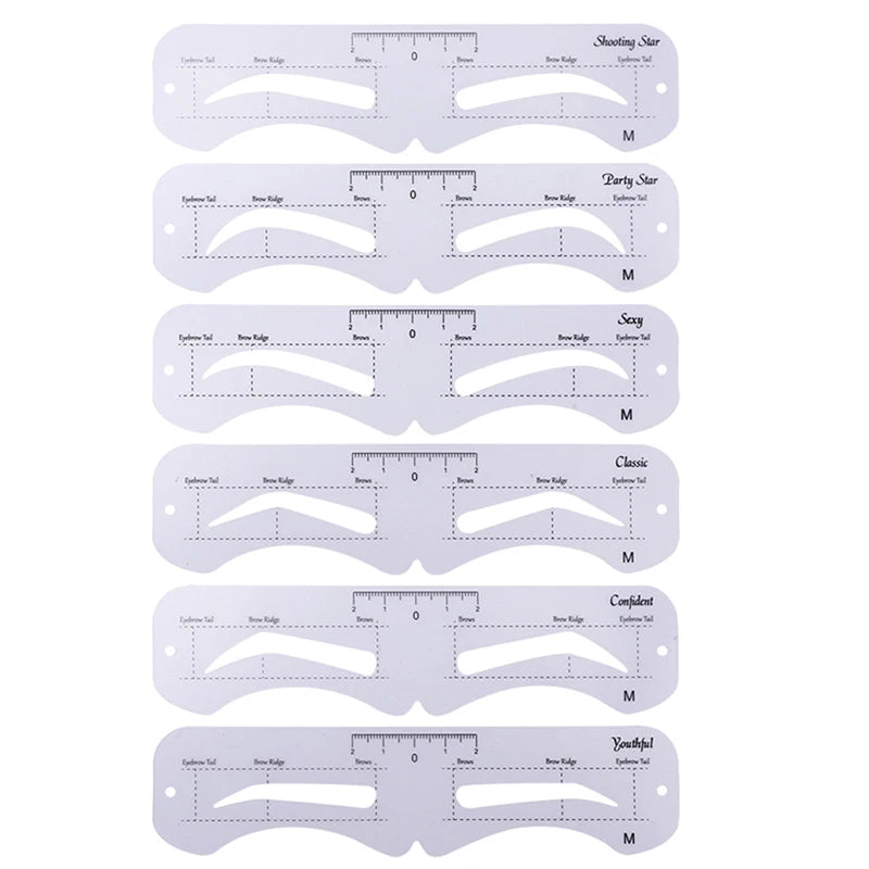 The New Fixed PVC Eyebrow Shaper Template Can Be Reused With High-quality Stickers For Elegant Eyebrow Makeup Tools 6PCS