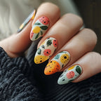 24pcs/set Medium long fake nails for women Spring summer flowers butterfly bee design faux ongles tips press on false nail art