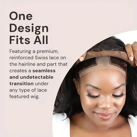 Women Lace Wig Adjustable Grip Cap Wig Caps for Non Slip with Ear-Cutouts Adjustable Velcro Headband,Gift of bandage and brushe