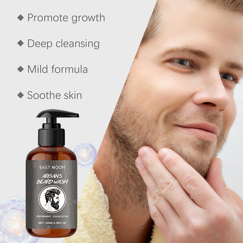 East Moon Argan Oil Beard Shampoo Improve Softens Growth Reduce Loss Increase Smooth Damaged Treatments Beard Hair Care Shampoo