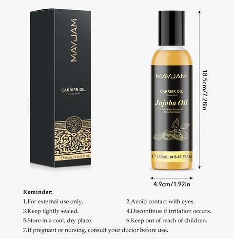 MAYJAM 250ml Carrier Oil Rosehip Olive Grapeseed Jojoba Olive Avocado Sweet Almond Coconut Argan Wheat Germ Essential Oils