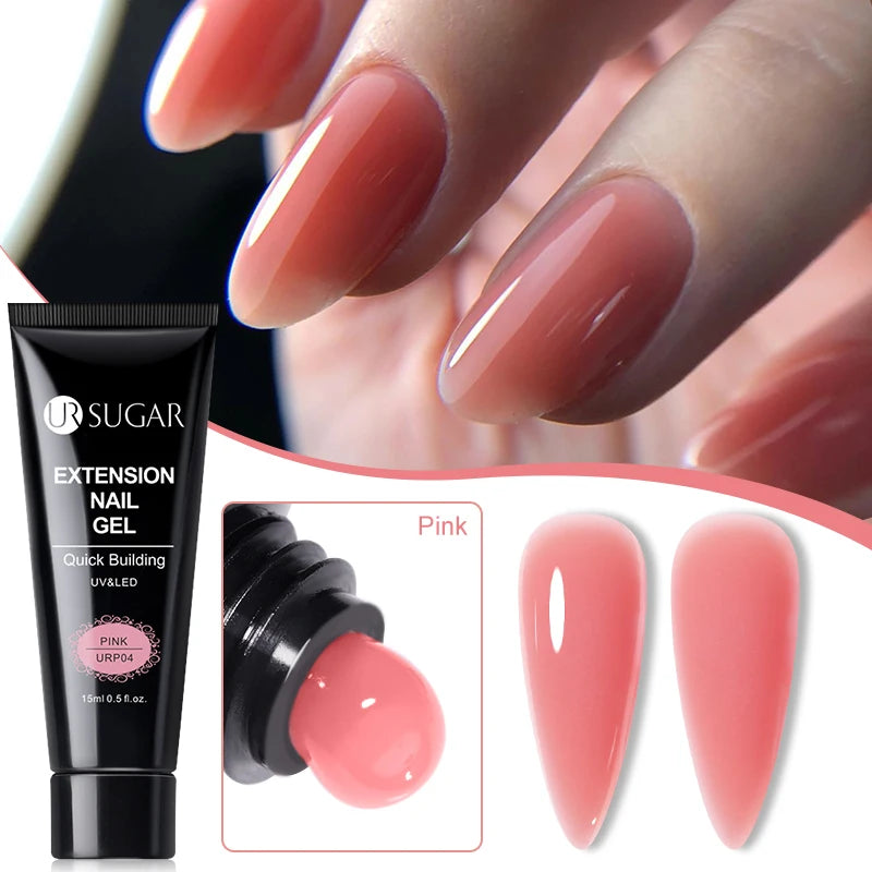 UR SUGAR Milky White Clear Pink Color 15ml Jelly Extension Nail Gel Polish Soak Off UV LED Gel Varnish Manicure Tips Tools