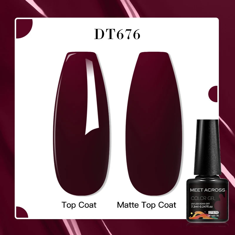 MEET ACROSS 8 Colors Mirror Gel Nail Polish Long-lasting Quick-drying Metallic Gold Silver Red Semi Permanent Varnish Nail Art