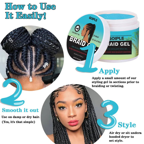GOIPLE 100g Tea Tree Mint Braid Styling Gel Edge Control Frizz Smooth Hair Wax Pomade Loc Twist Braiding Cream For African Women